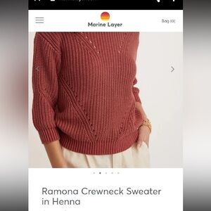 Marine Layer Women's Burgundy Crew Neck Sweater- Romona